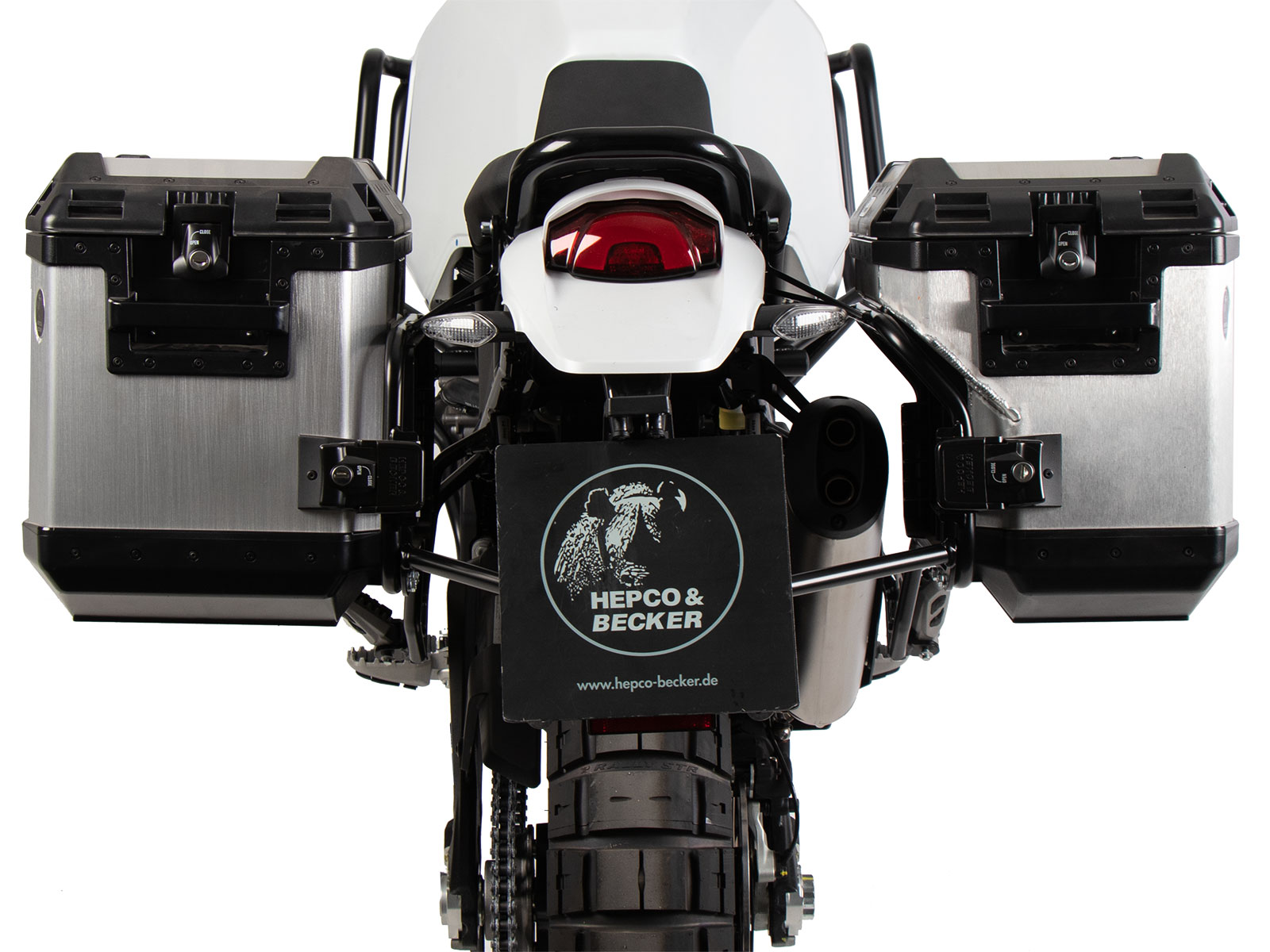 Kofferträgerset Cutout schwarz inkl. Xplorer Cutout silber Kofferset für Ducati Desert X (2022-)