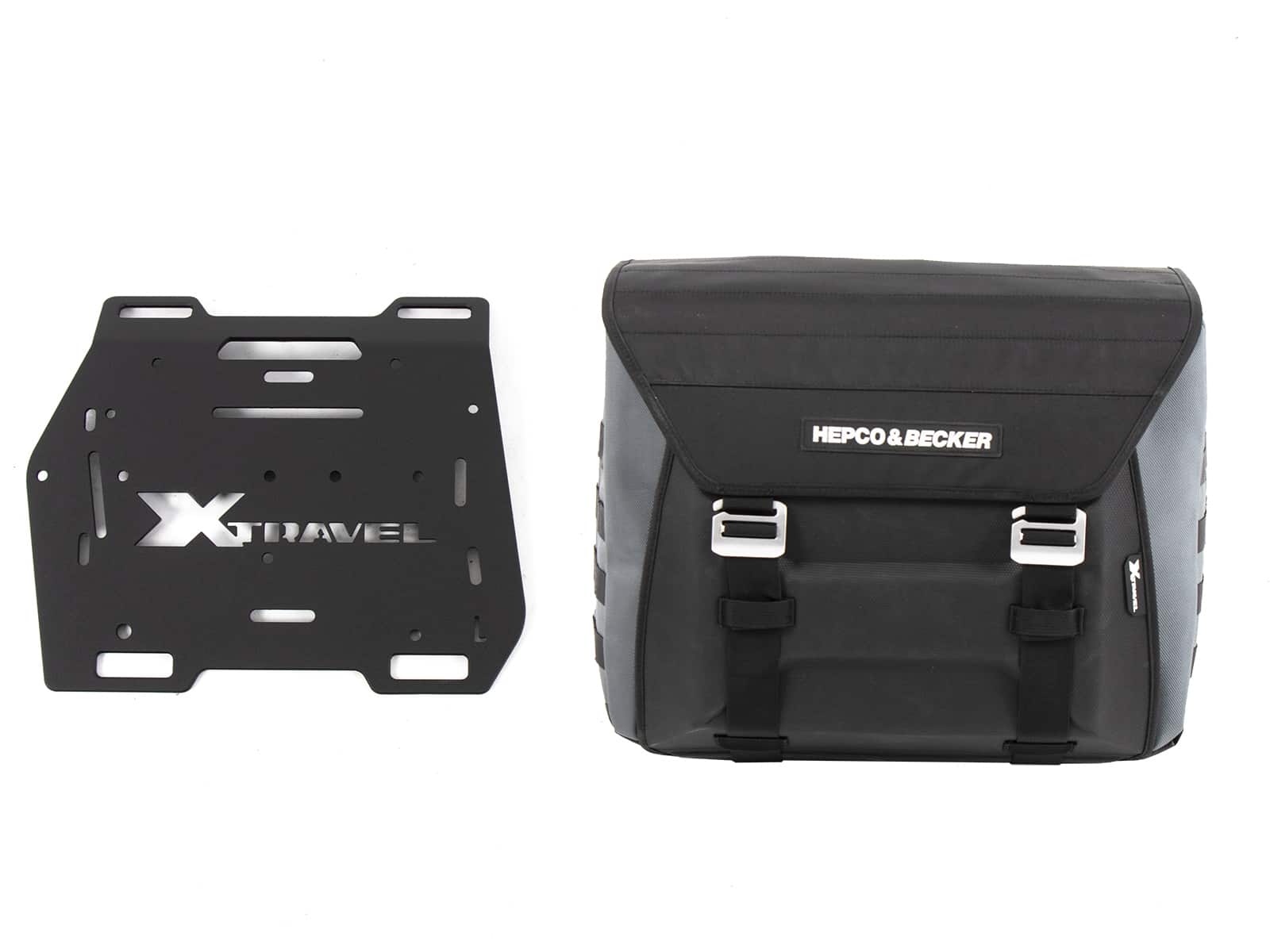 Seitentasche Xtravel Basic (Einzeltasche) links inkl. 1x Universaladapterplatte für Rohrseitenkofferträger