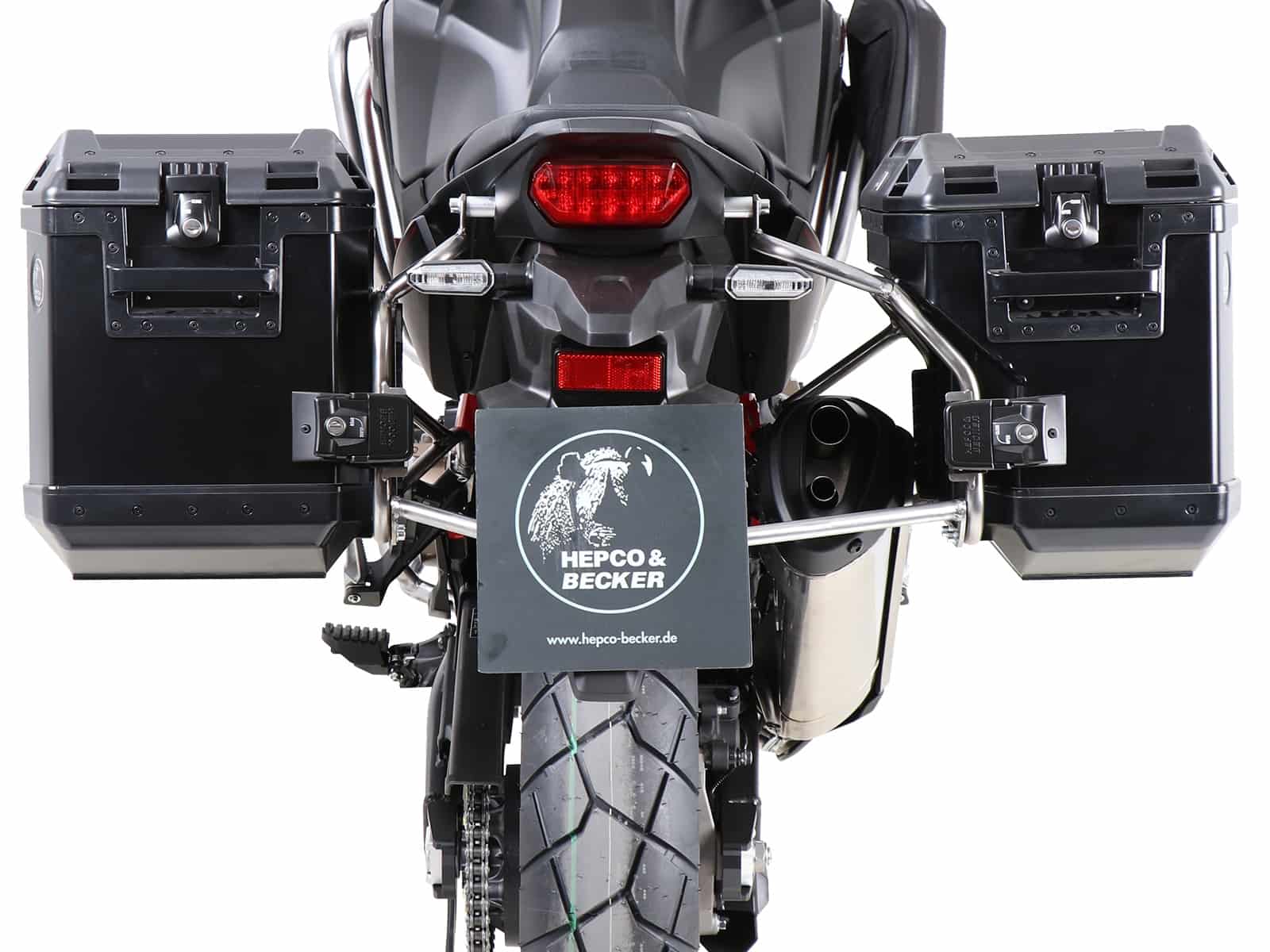 Kofferträgerset Cutout Edelstahl inkl. Xplorer Cutout schwarz Kofferset für Honda CRF 1100 L Africa Twin (2019-2021)