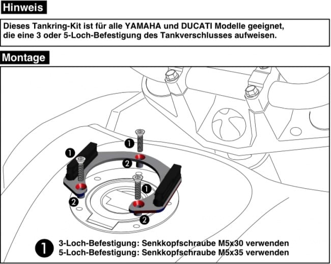 Tankring Lock-it incl. fastener for tankbag for Ducati Monster 1200 R (2016-)