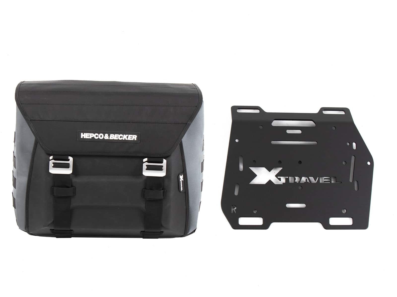 Seitentasche Xtravel Basic (Einzeltasche) rechts inkl. 1x Universaladapterplatte für Rohrseitenkofferträger